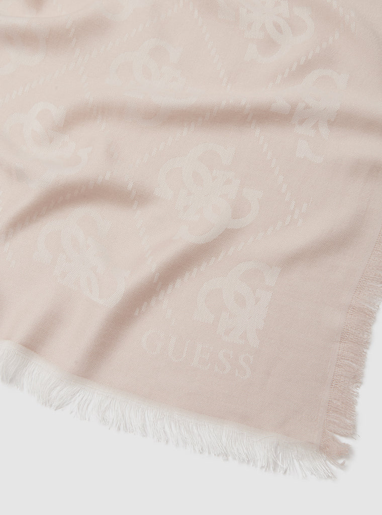 Écharpe GUESS Kefiah Scarf 135x135 Logo Latte - Accessoire Chic Avec Pompons