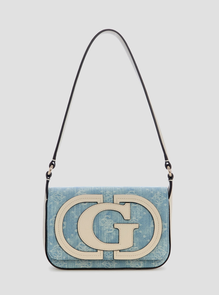Denim Logo Ruby Flap Shoulder Bag | GUESS