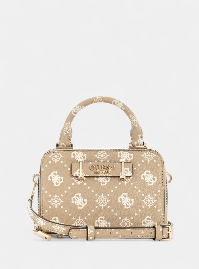 Borsa A Tracolla GUESS Silia Girlfriend Satchel - Stampa Monogram, Manici Doppi, Chiusura Con Cerniera, Elegante E Spaziosa