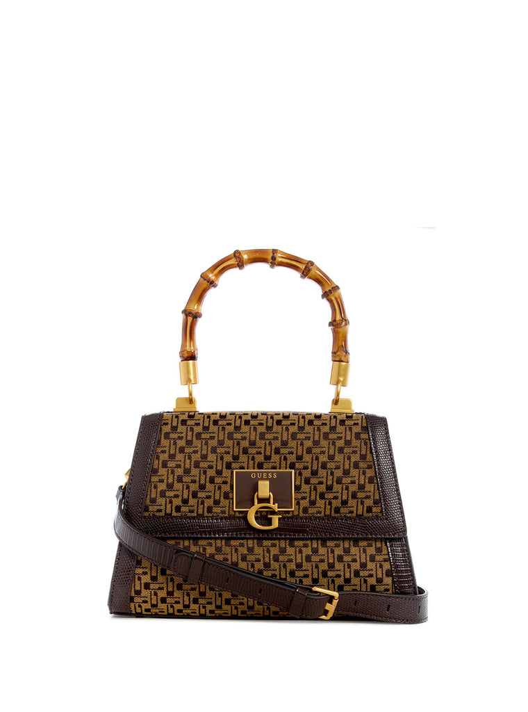 Brown Logo Stephi Bamboo Crossbody Bag GUESS