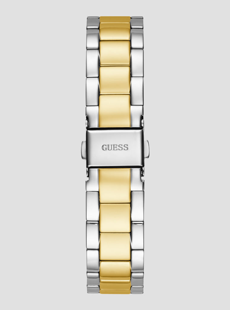 Guess Luna Diamonds Black Dial Gold Steel Strap Watch for Women - GW0307L2