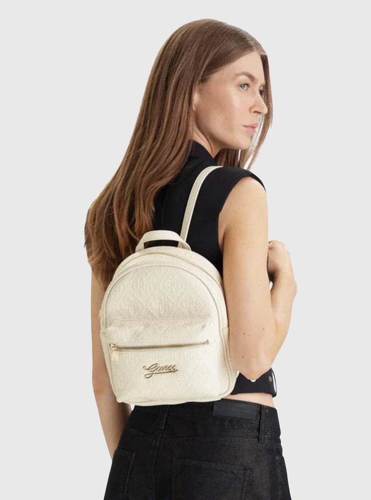 Cream White Logo Mini Backpack