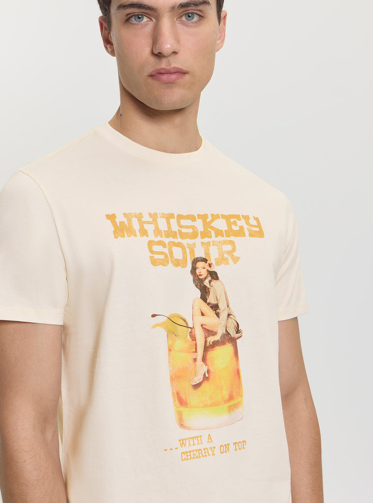 Eco Beige Whiskey Sour Graphic T-Shirt | GUESS