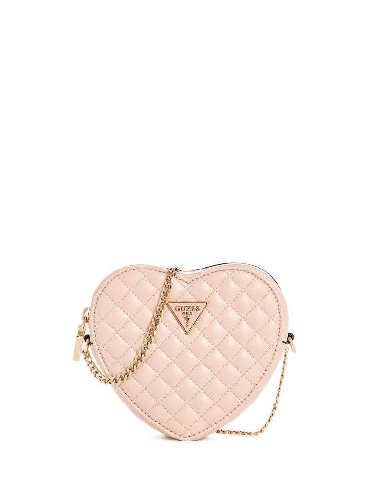 Pink Quilted Heart Crossbody Bag GUESS