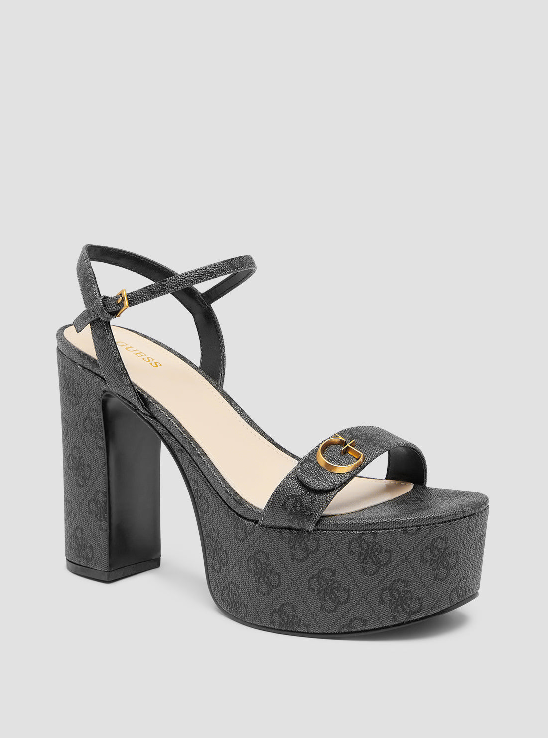 Black Logo Sherrill Platform Sandal Heels GUESS Women's Heels