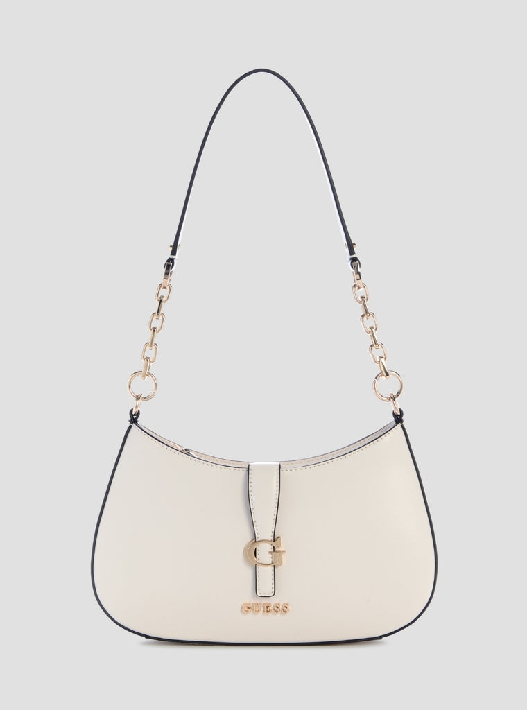 White Carrie Top Zip Shoulder Bag | GUESS
