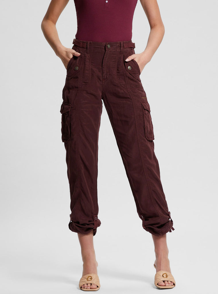 Guess Eco Aurélie Cargo Pants – Pantaloni Donna In Tessuto Riciclato, Vita Elasticizzata E Tasche Laterali