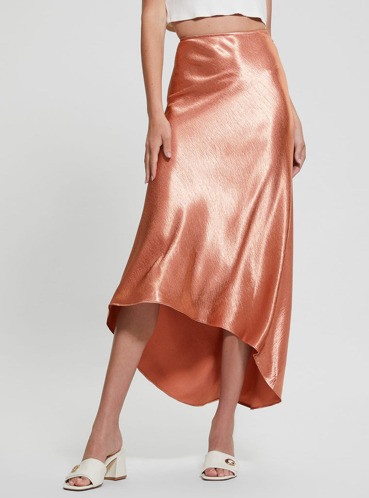 Pink Lilya Satin Midi Skirt | GUESS