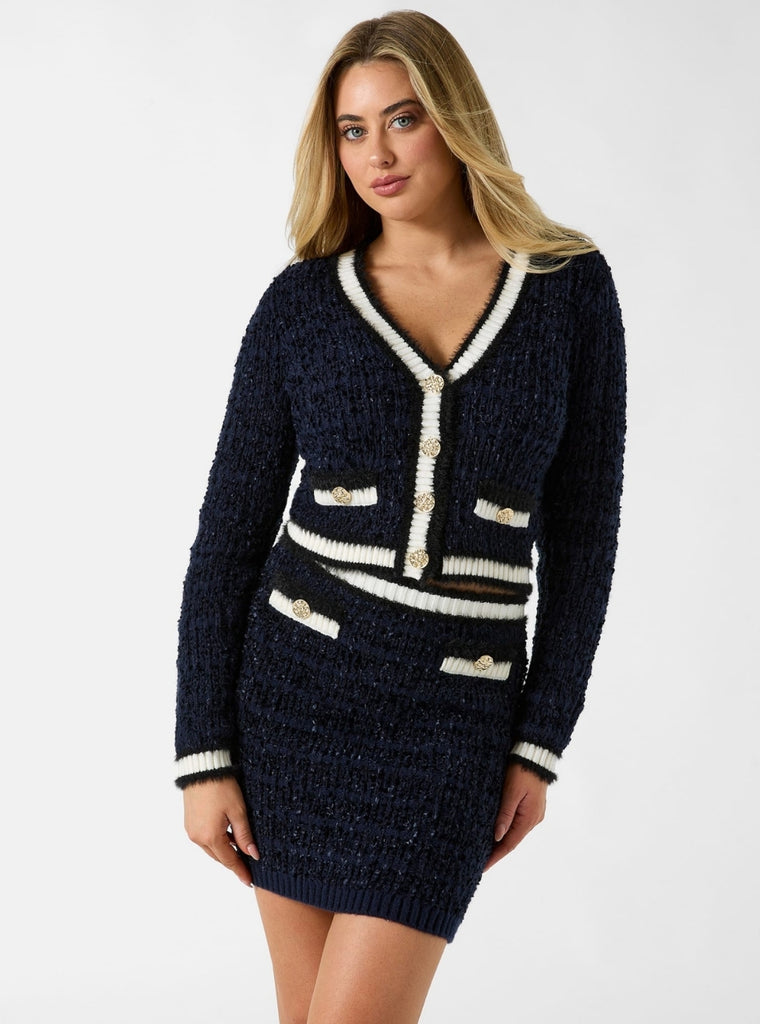 【ネイビー(F7EB)】GUESS カーディガン (W)V-neck Aomori Tape Yarn Cardigan GUESS｜GUESS カーディガン (W)V-neck Aomori Tape Yarn Cardigan
