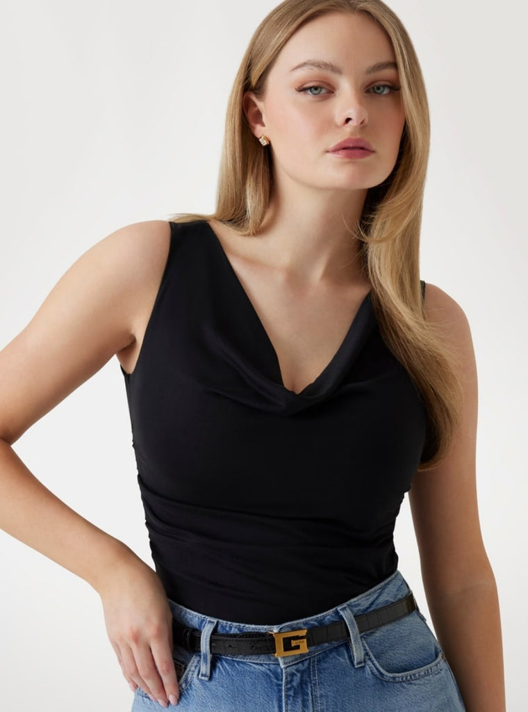 Black Cowl Neck Rika Top | GUESS