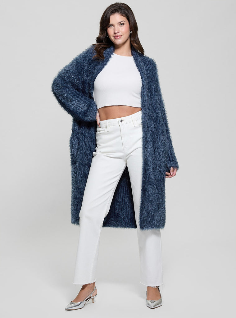 Navy Nori Midi Feather Cardigan | GUESS