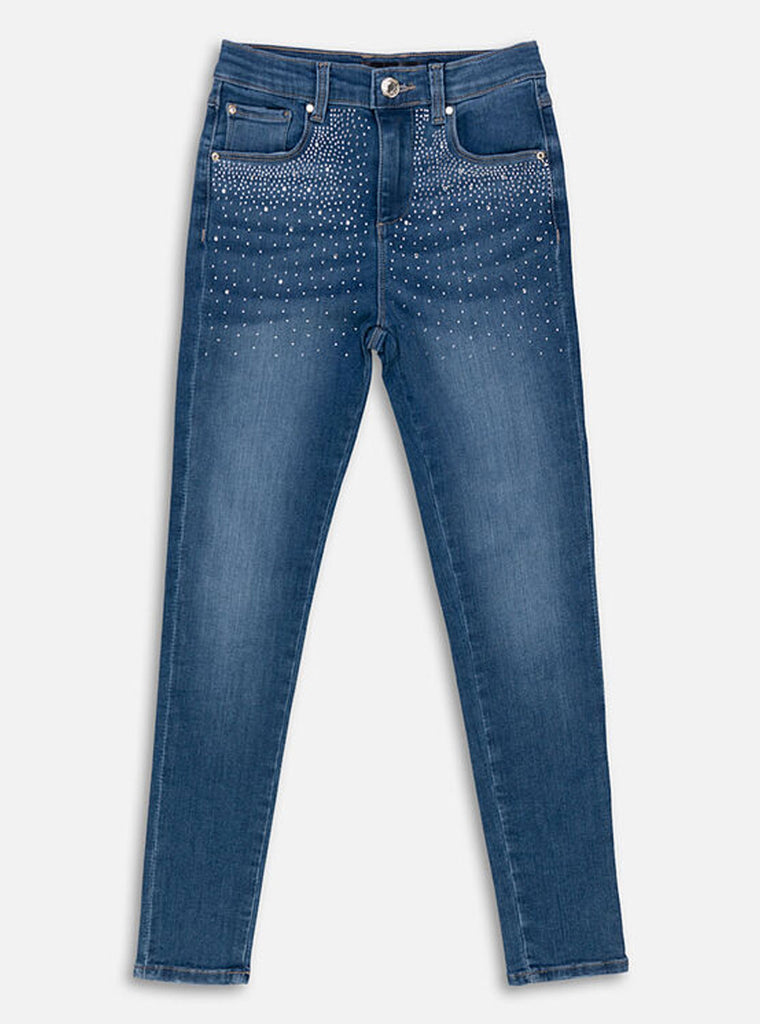 Rhinestone Denim Skinny Jeans In Indigo Wash (7-16) GUESS