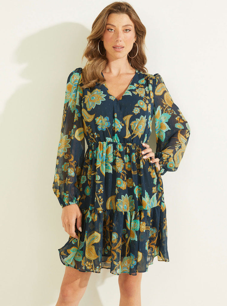 Eco Green Nature Print Cassandre Mini Dress | GUESS