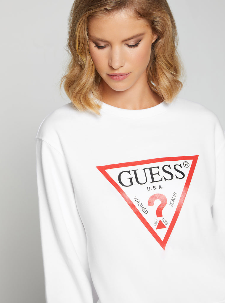 Eco White Original Fleece Logo Jumper GUESS