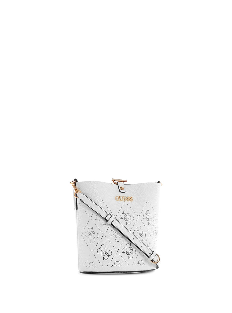 White Amara Crossbody Bucket Bag GUESS