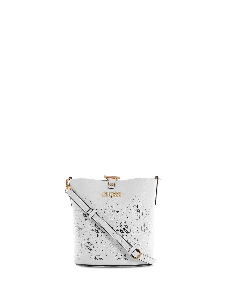 White Amara Crossbody Bucket Bag GUESS
