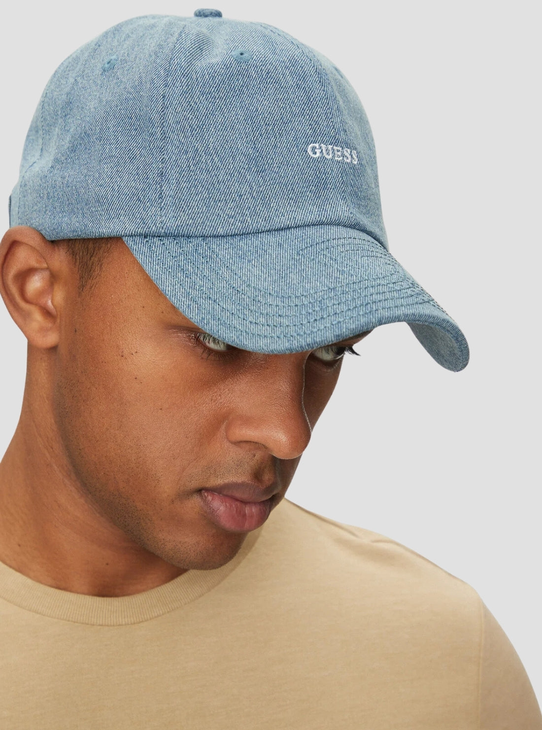 GUESS Mens Denim London Baseball Cap AM9509POL01 Model View