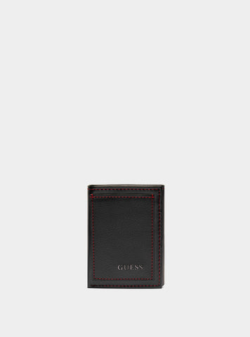 GUESS Black Dorito Trifold Wallet front view