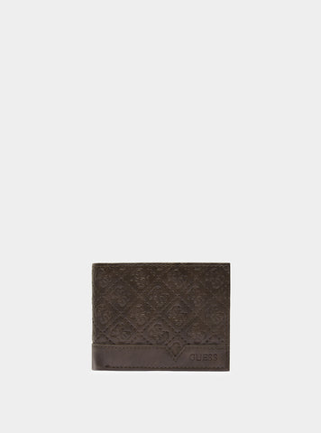 GUESS Brown Duane Slimfold Wallet front view