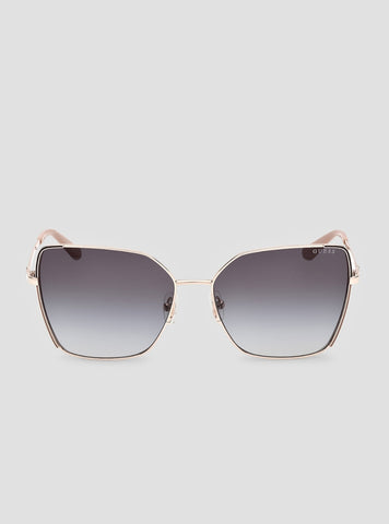 GUESS Womens Gold Black Geometric Butterfly Sunglasses GU00192 Front View