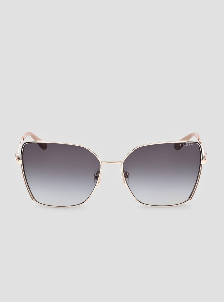 GUESS Womens Gold Black Geometric Butterfly Sunglasses GU00192 Front View
