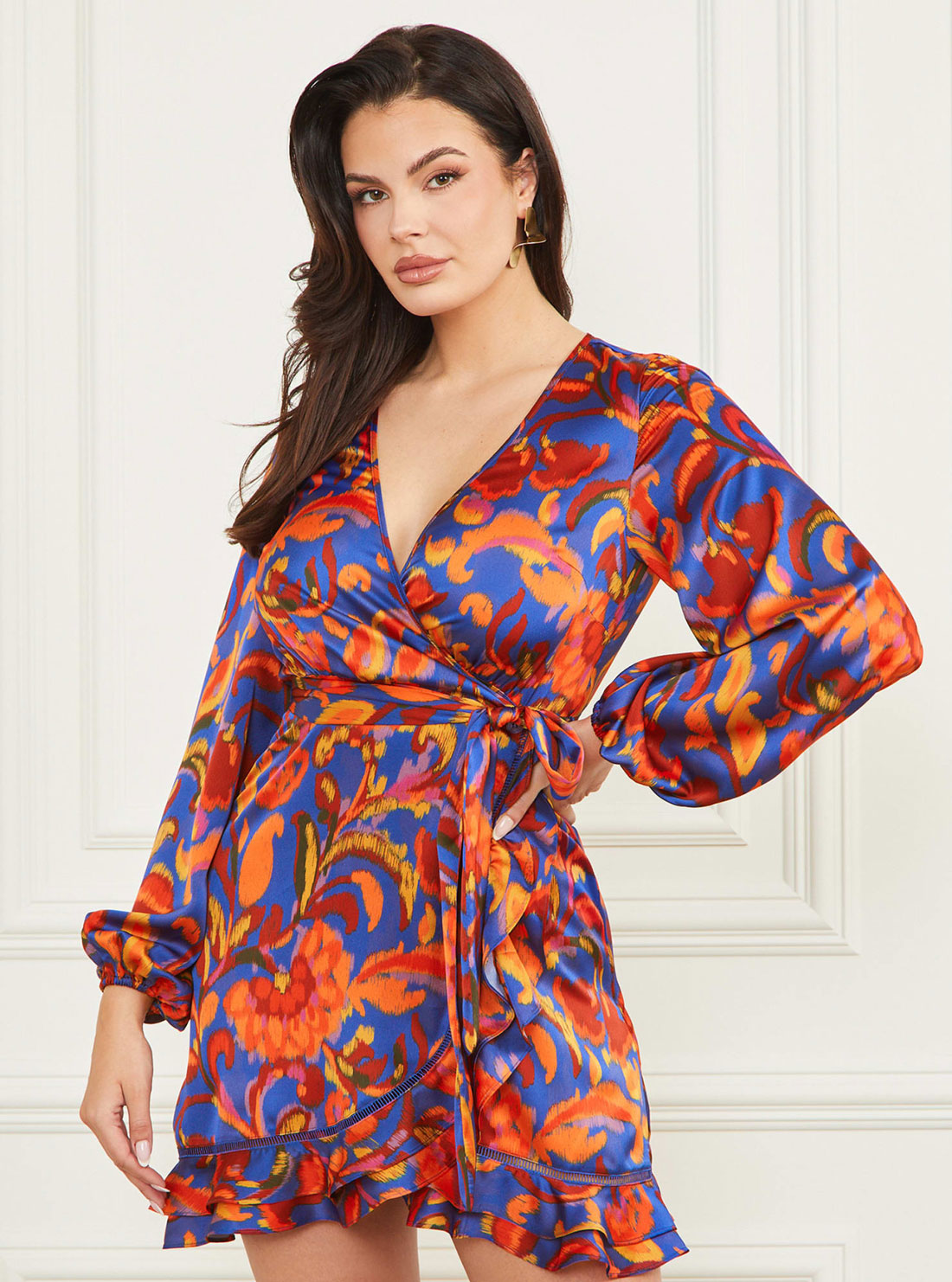 Marciano Betty Blue Wrap Dress | GUESS Women's Apparel | front view
