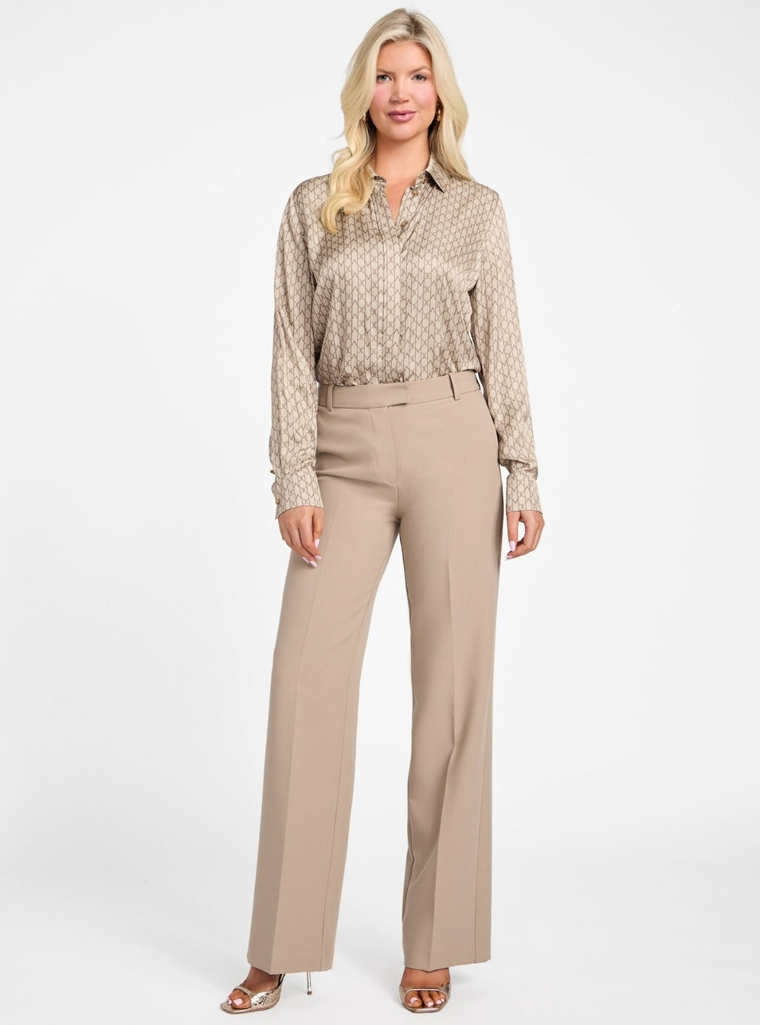 GUESS Marciano Beige Dalia Straight Pant 5BGB017046 Full View