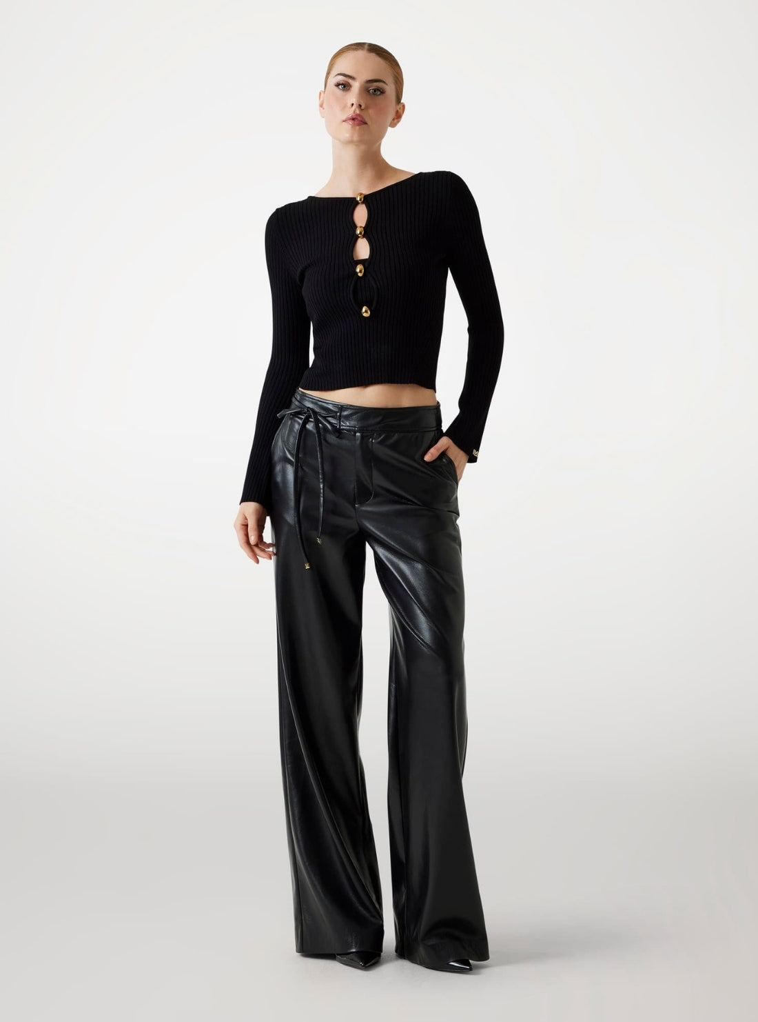GUESS Marciano Black Gladys Wide-Leg Pant 5BGB087389A Full View