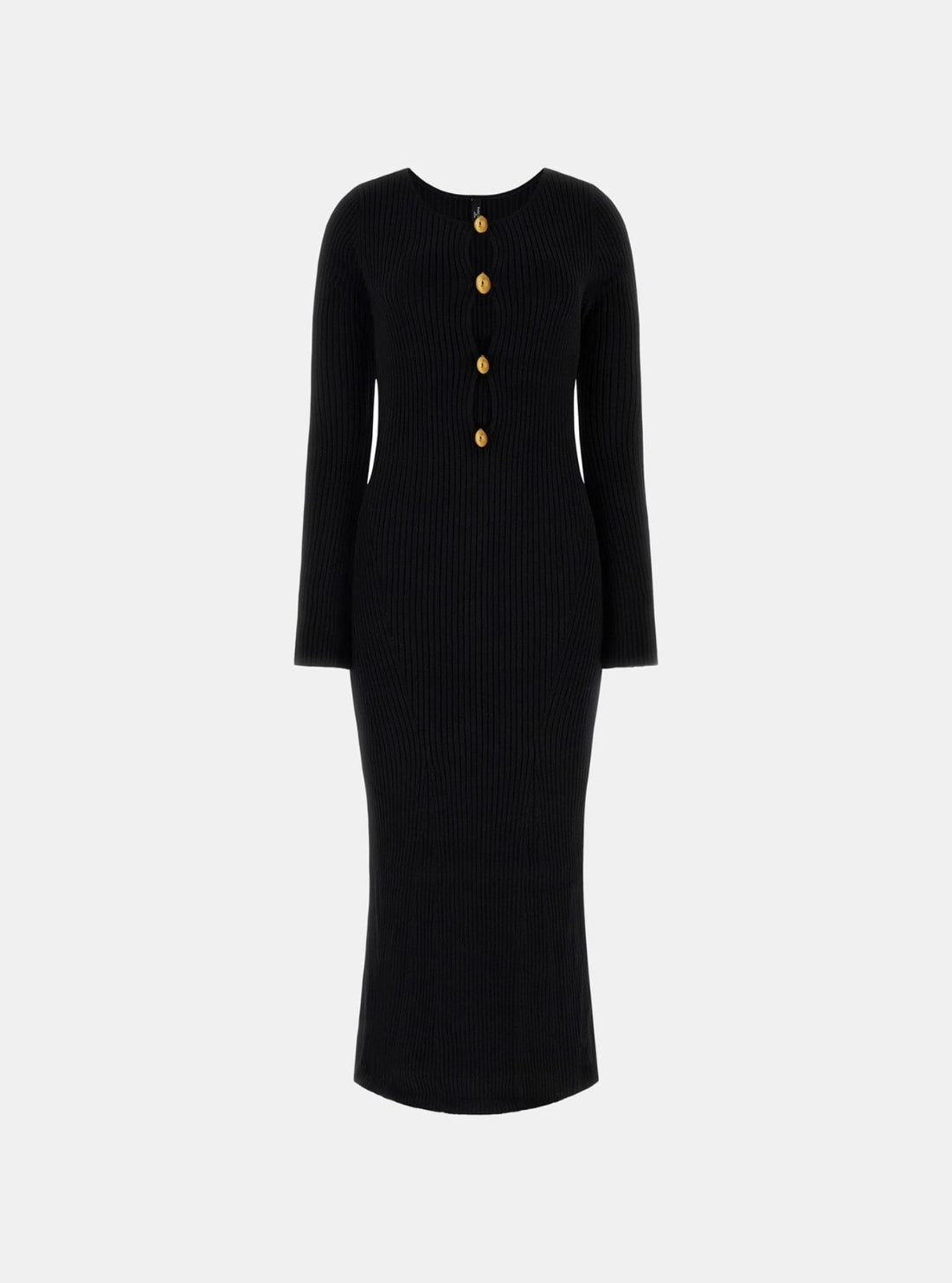GUESS Marciano Black Agathe Ribbed Midi Dress 5BGK555891Z Flatlay