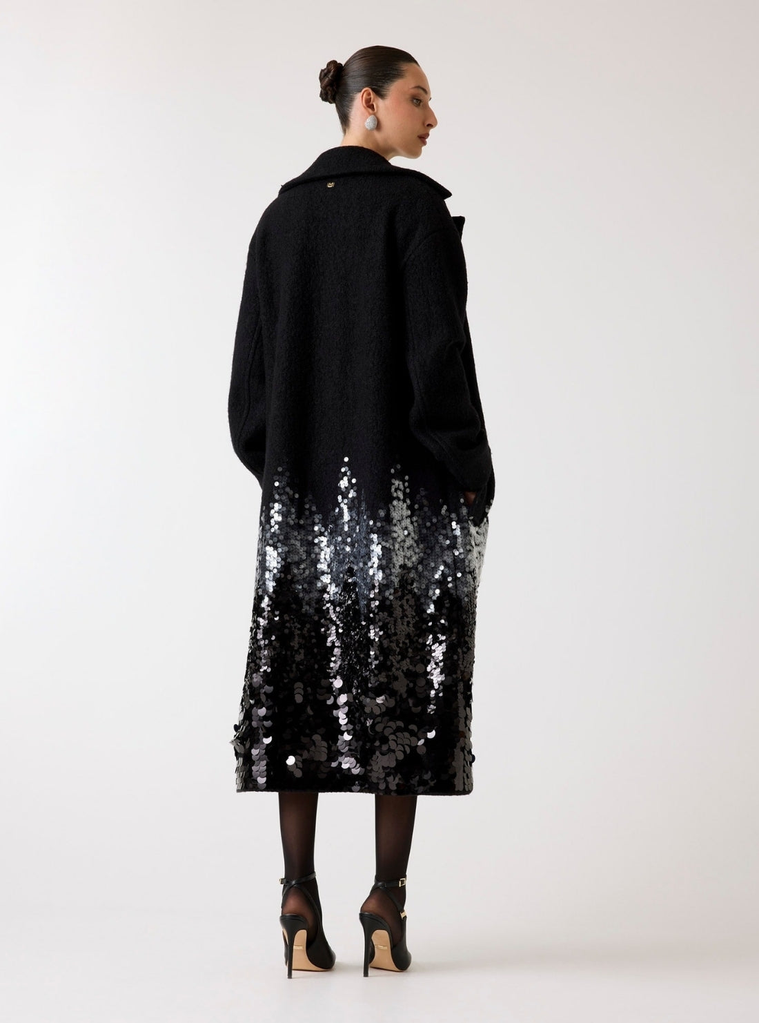 GUESS Marciano Black Vicky Knitted Long Coat 5BGL436343A Back View