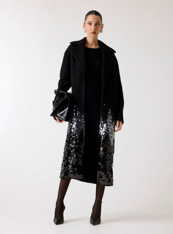 GUESS Marciano Black Vicky Knitted Long Coat 5BGL436343A Front View