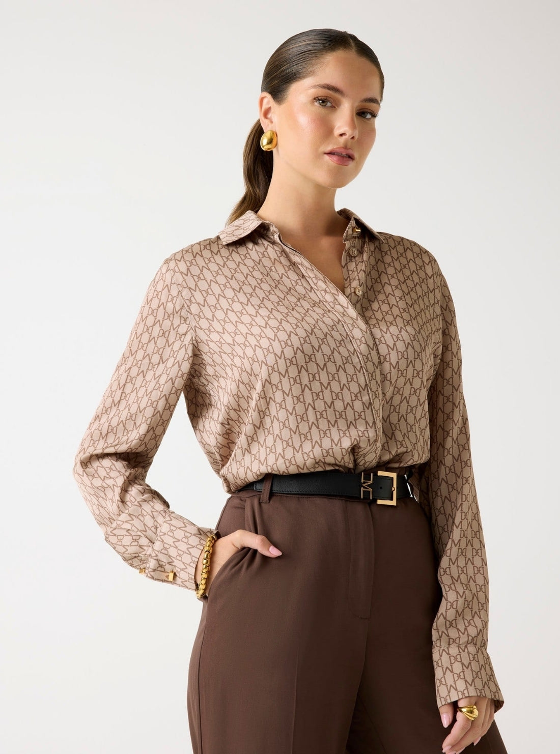 GUESS Eco Marciano Beige Melissa Logo Shirt 5GGH327298A Front View