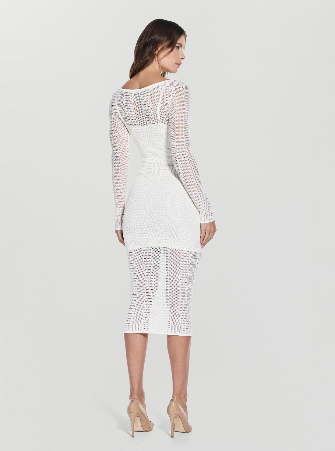 GUESS Womens Marciano White Emma Sweater Midi Dress 5GGK455869Z Back View