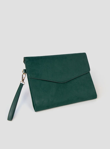 GUESS Womens Green Suede Wristlet | Gift With Purchase