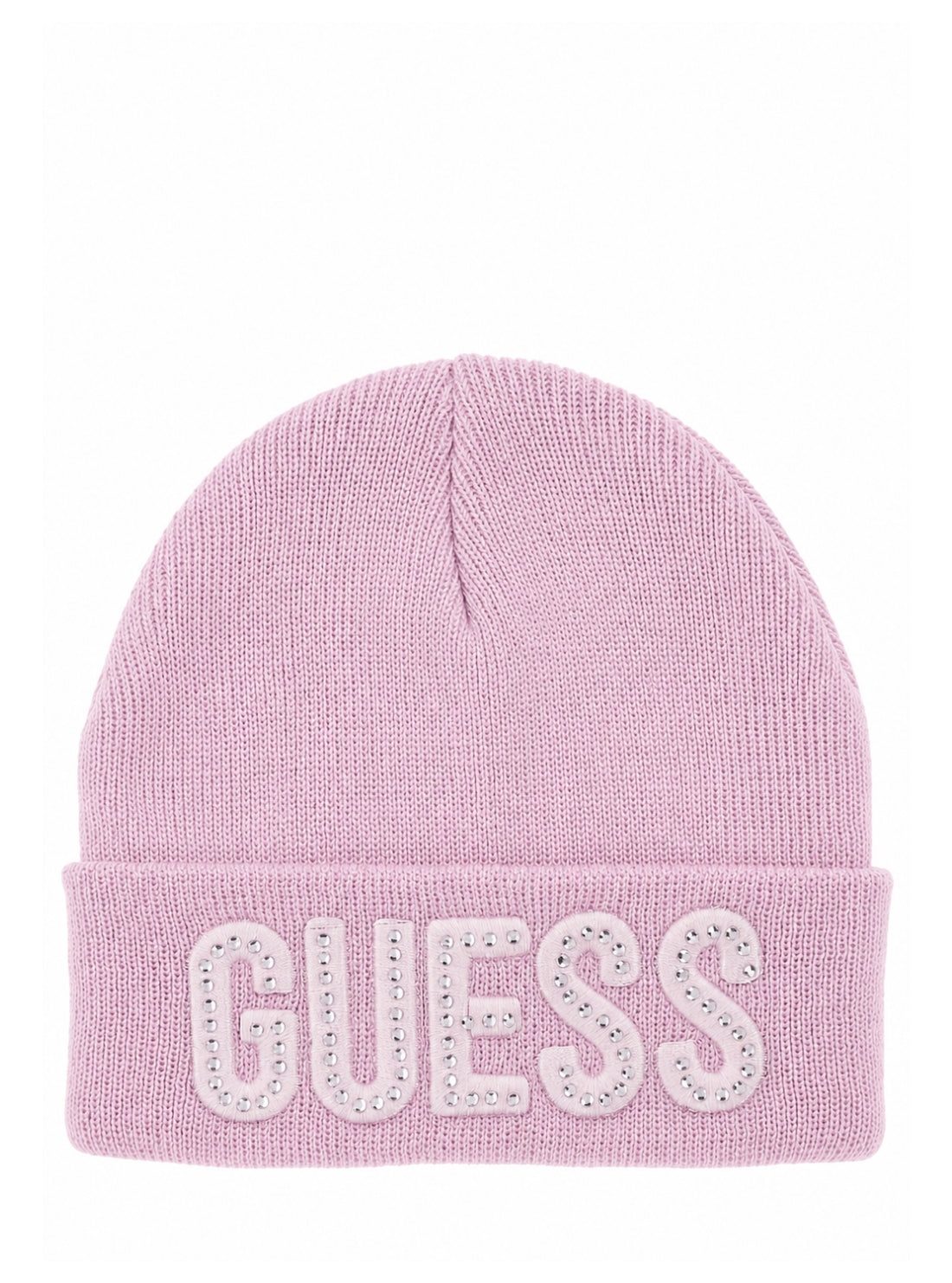 GUESS Accessories Pink Lilac Logo Beanie A0BZ01Z2QQ0 Front View