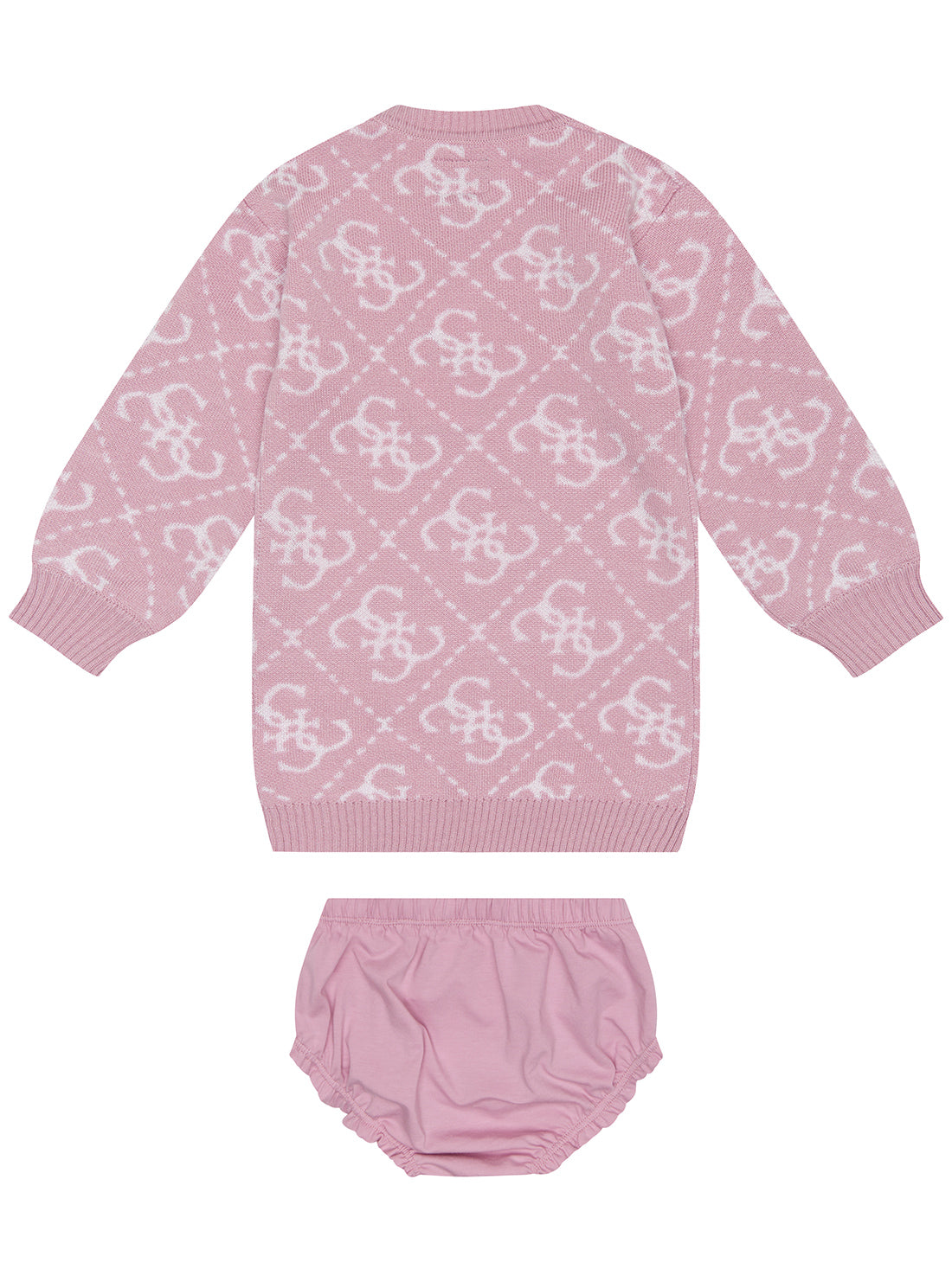 GUESS Pink Logo Sweater Dress and Panties Set (0-24M) back view