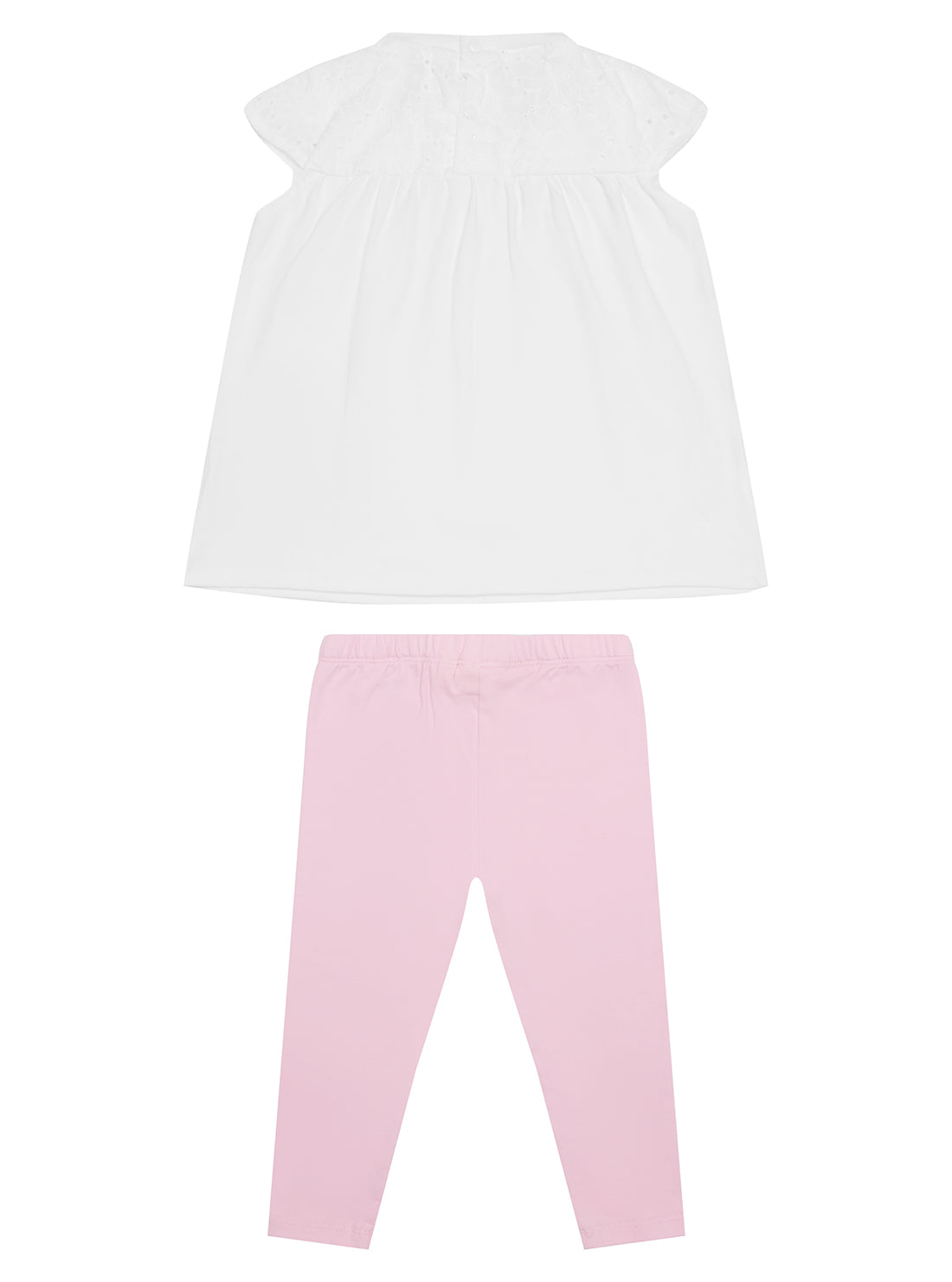 GUESS White Pink Short Sleeve and Leggings Set (3-24M) back view