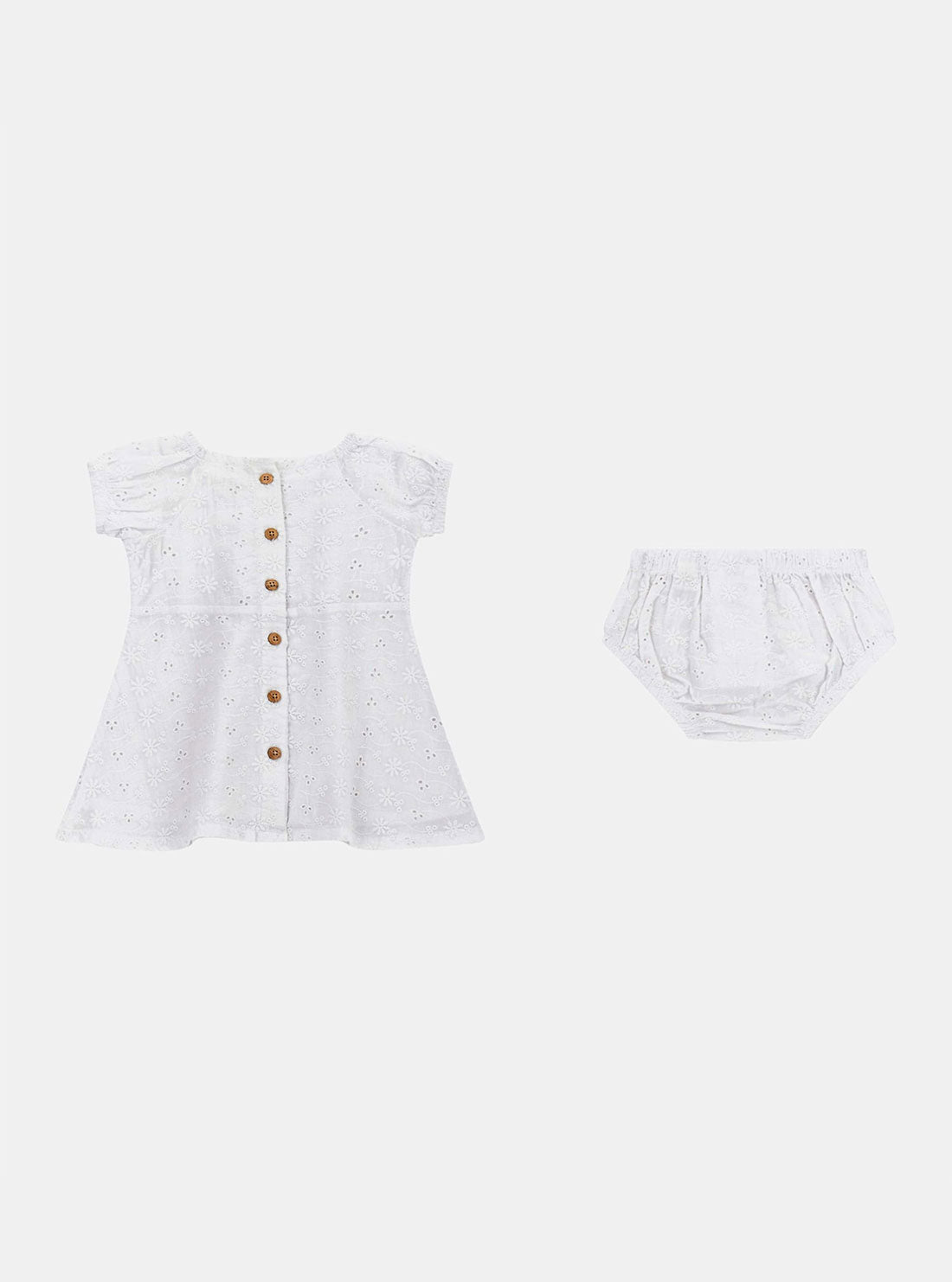 GUESS White Sangallo Dress and Panties Set (3-12M) front view