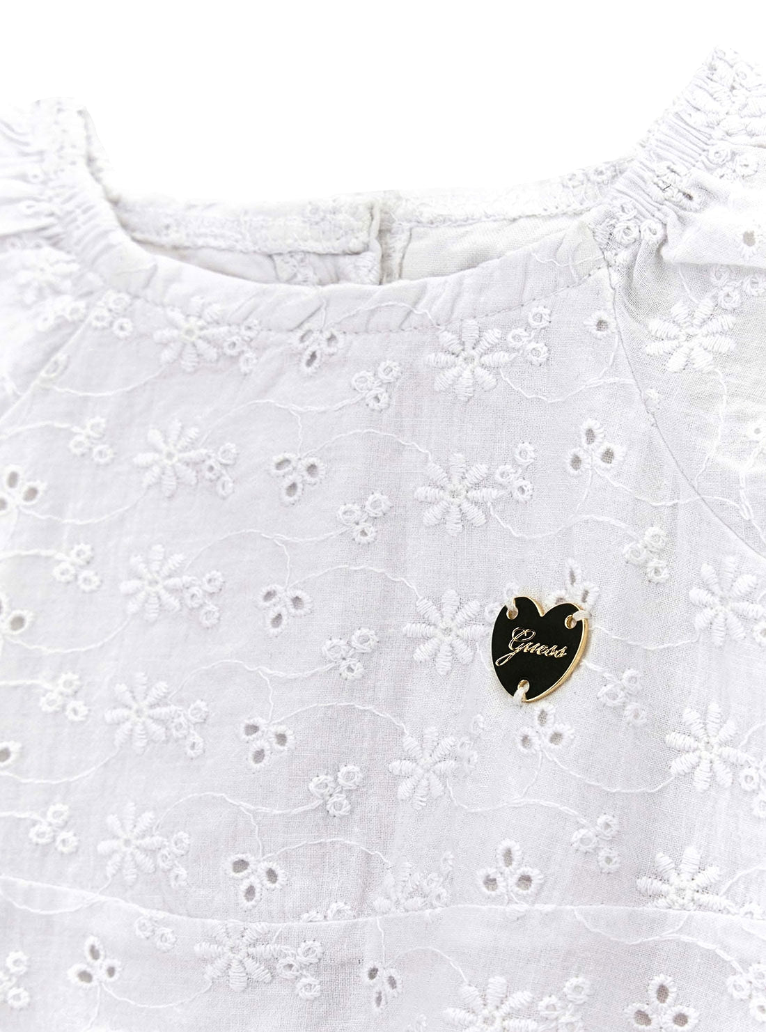 GUESS White Sangallo Dress and Panties Set (3-12M) Detail View