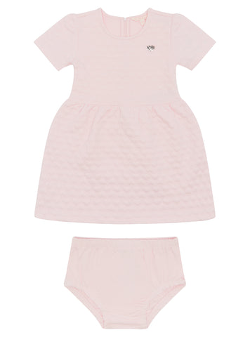 Pink Bonded Knit Dress and Pantie Set (0-18m)