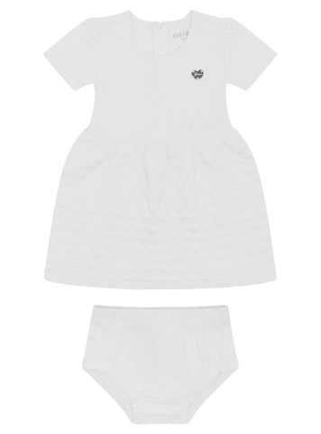 White Bonded Knit Dress and Pantie Set (0-18m)