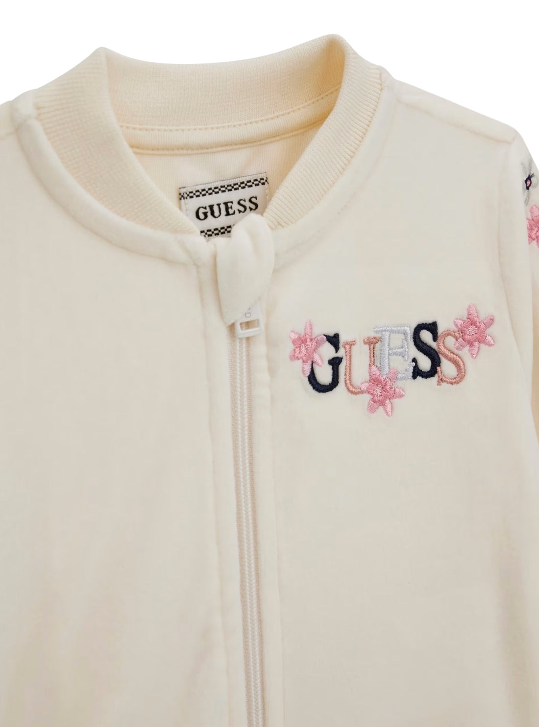 GUESS Kids Cream White Velvet Active Top and Pants Set (0–9m) A5BG06K0232 Detail View
