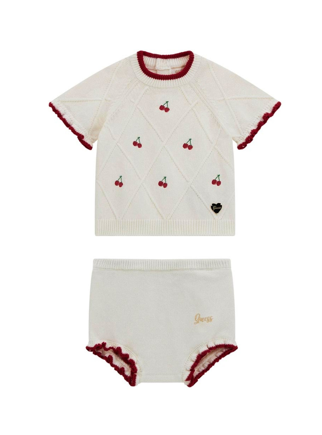 GUESS Baby White Soft Knitted 2-Piece Set (0-12m) A5GG00Z3N01 Front View