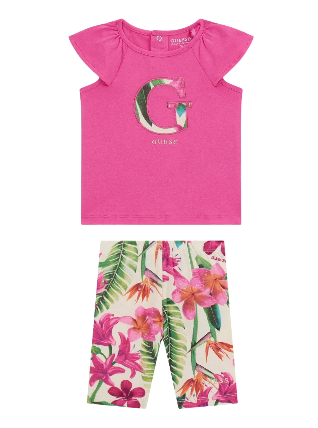 GUESS Kids Eco Pink Multi Set T-Shirt and Leggings (3-24m) A5GG11K6YW4 Front View