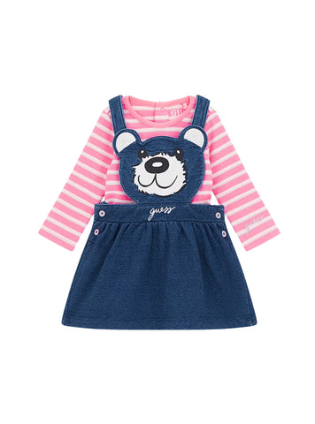 GUESS Kids Multi Long Sleeve Body and Skirtall Set (0-18m) A5YG02KCXH0S Front View
