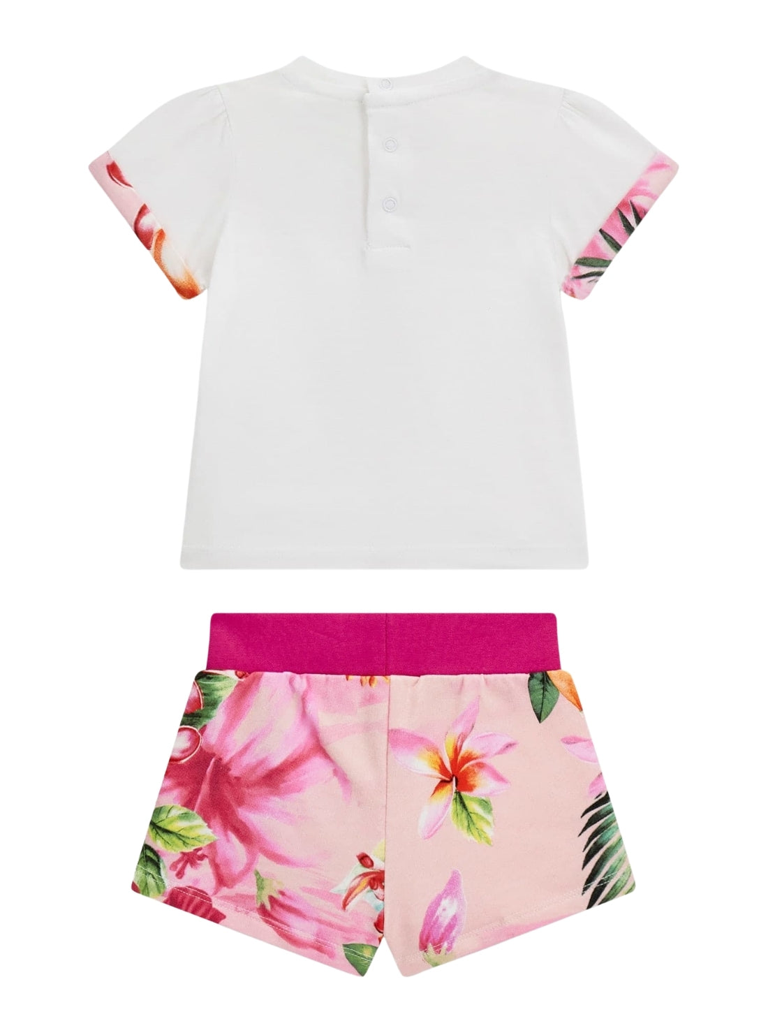 GUESS Kids White Floral T-Shirt and Shorts Set (3-24m) A6GG01K6YW4 Back View