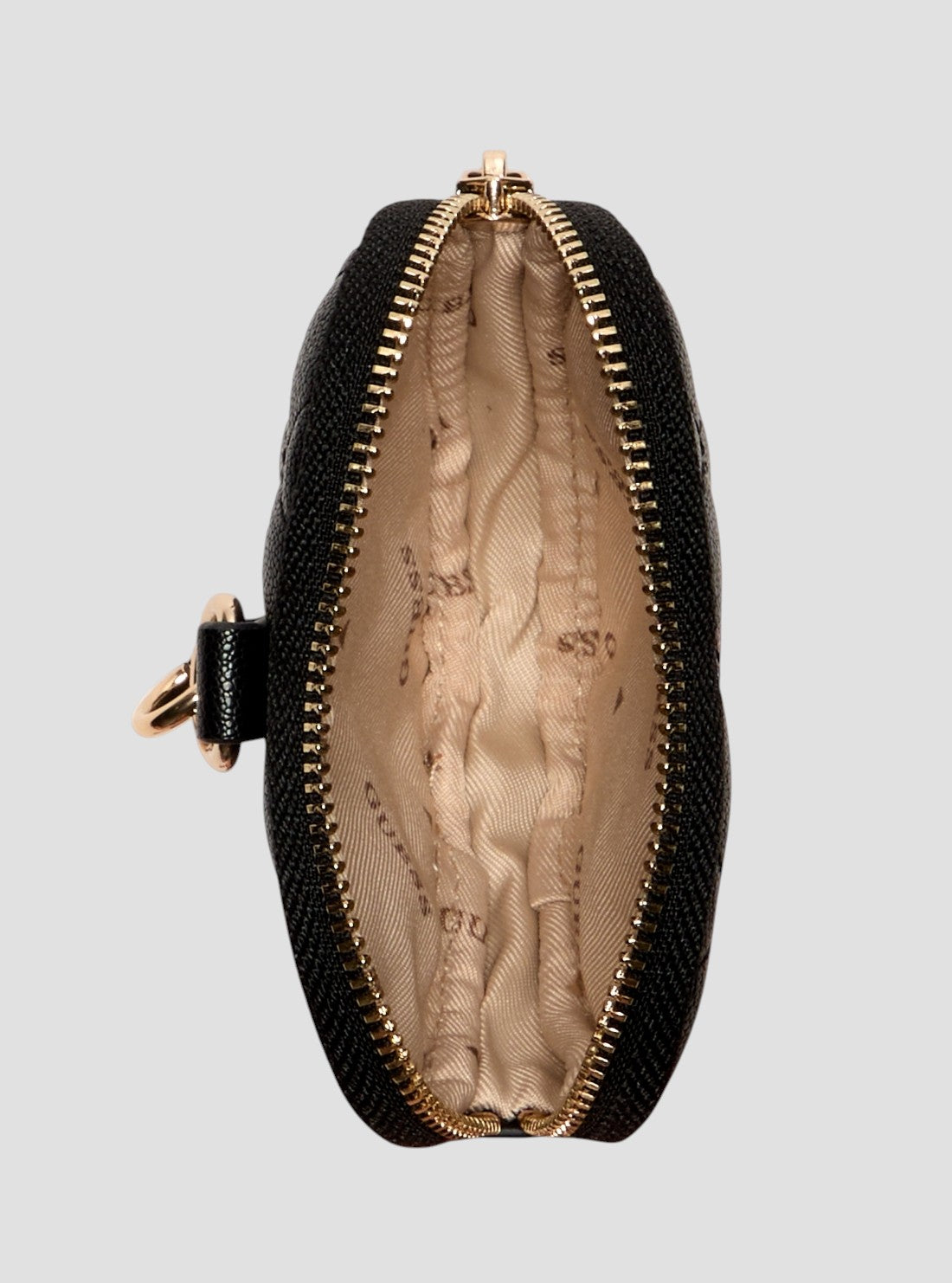 GUESS Womens Black Heart Pouch Keychain A7460108 Inside View