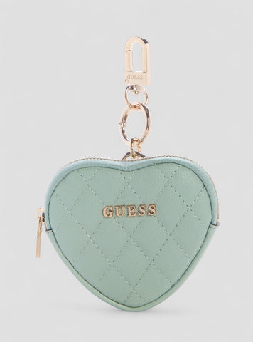 GUESS Accessories Green Heart Pouch Keychain A7460108 Front VIew