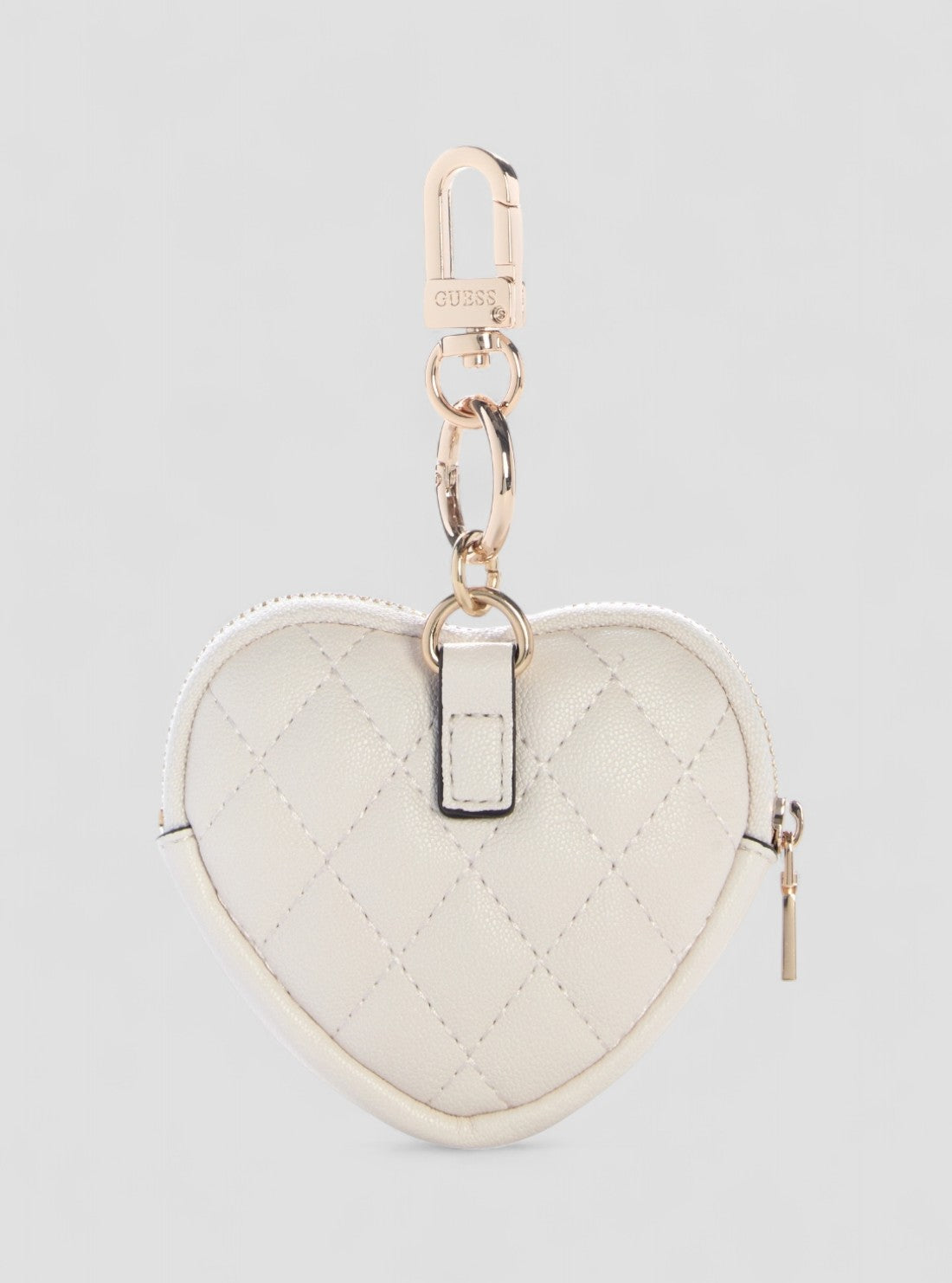 GUESS Accessories Off White Heart Pouch Keychain A7460108 Back View