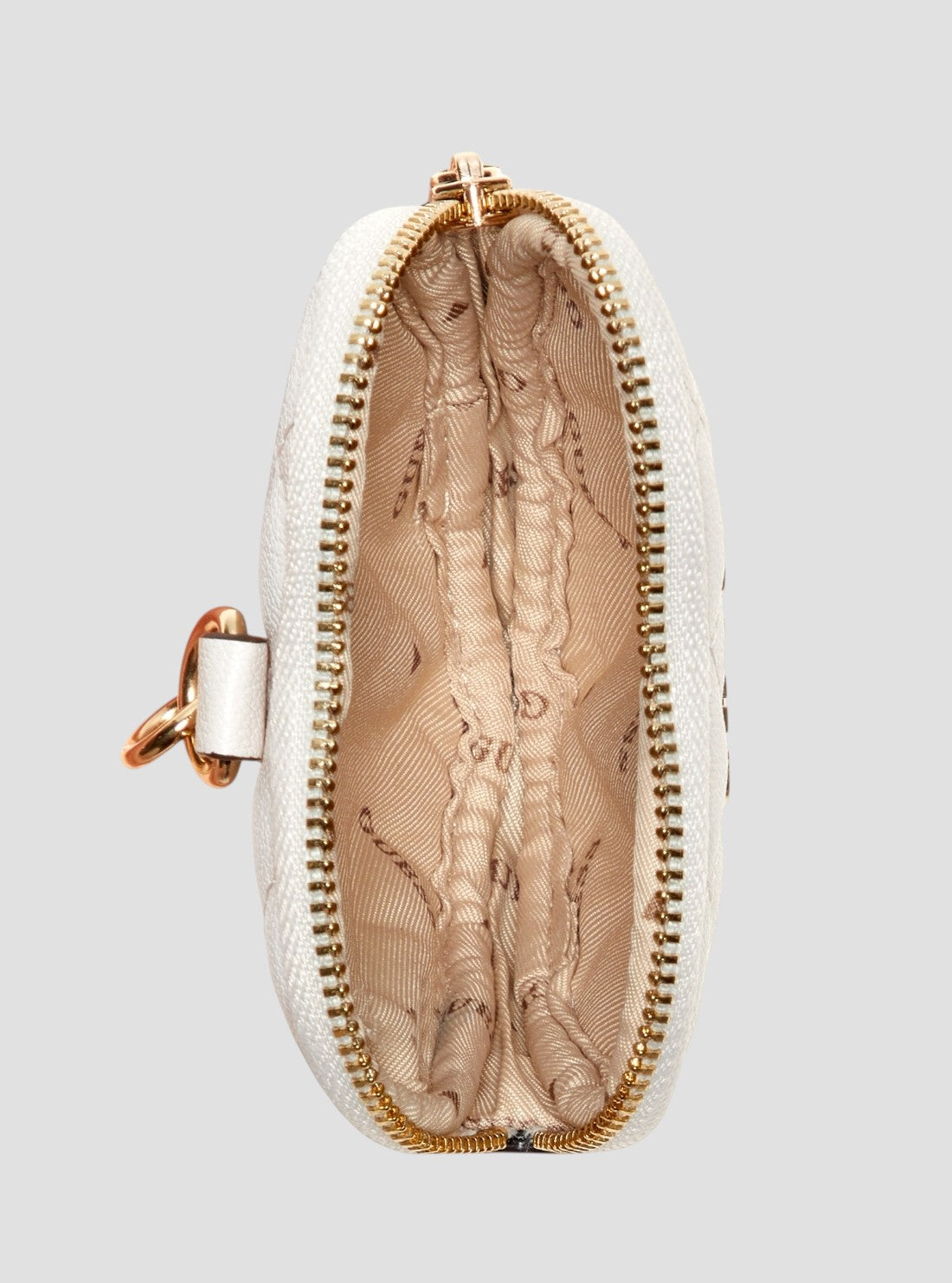 GUESS Accessories Off White Heart Pouch Keychain A7460108 Inside VIew